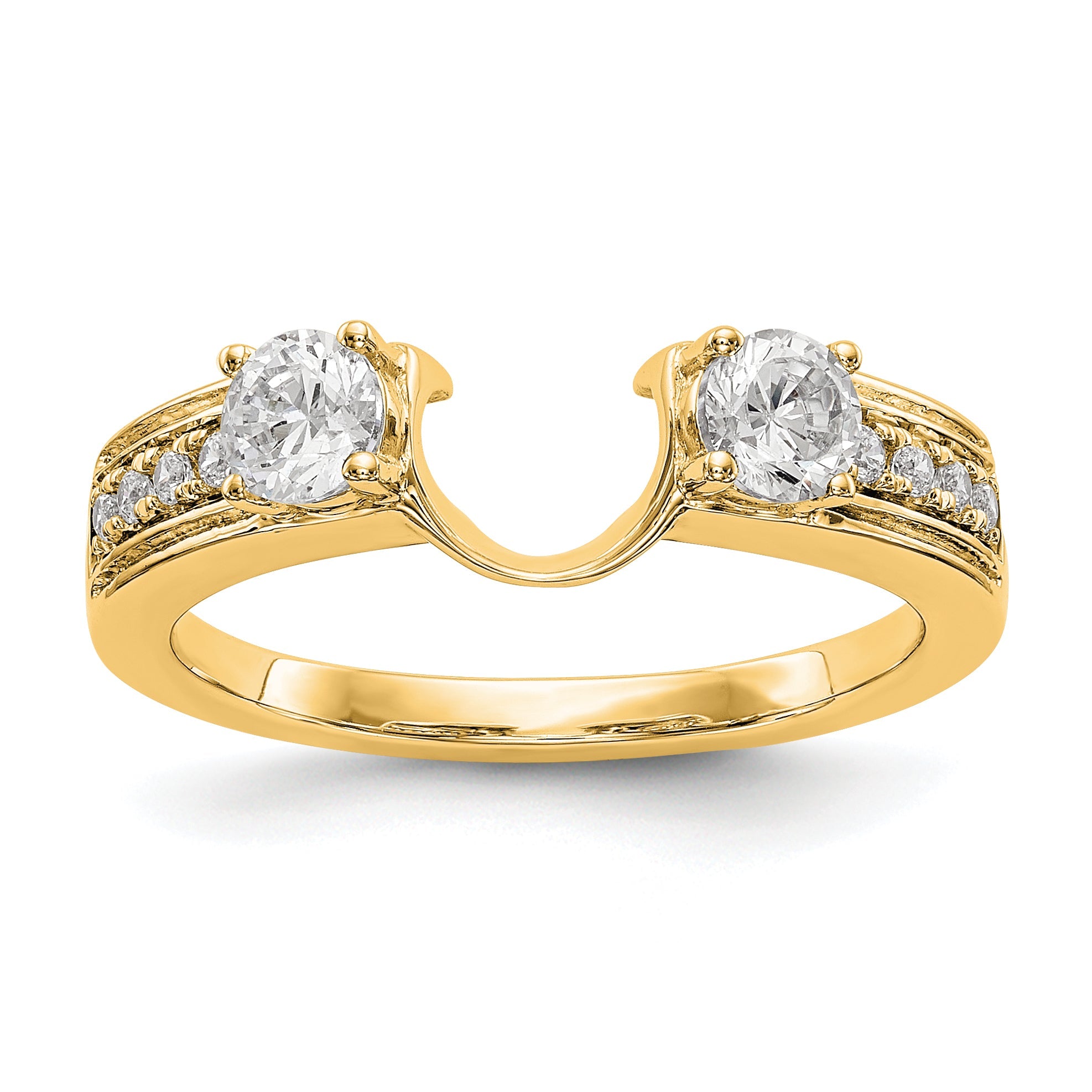 14K Gelbgold Ring mit echten Diamanten, Wrap-Design