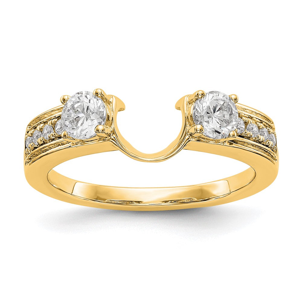 14K Gelbgold Ring mit echten Diamanten, Wickeldesign