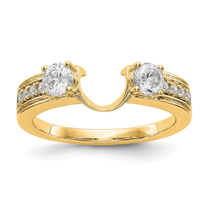 14K Gelbgold Ring mit echten Diamanten, Wickeldesign