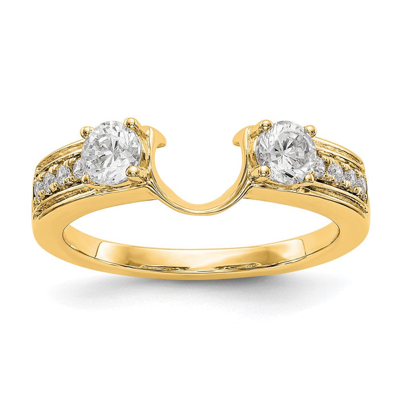 14K Gelbgold Ring mit echten Diamanten, Wickeldesign