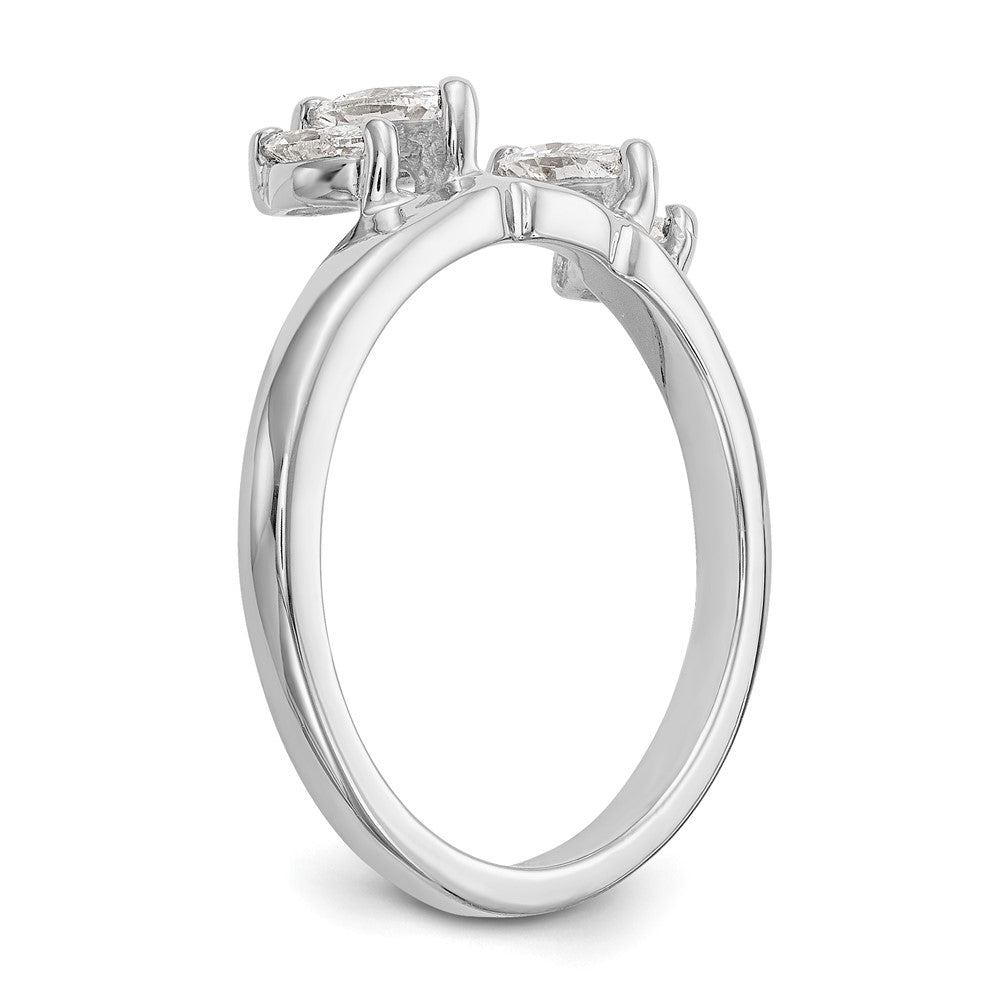 14K Weißgold Diamant-Wickelring, echt