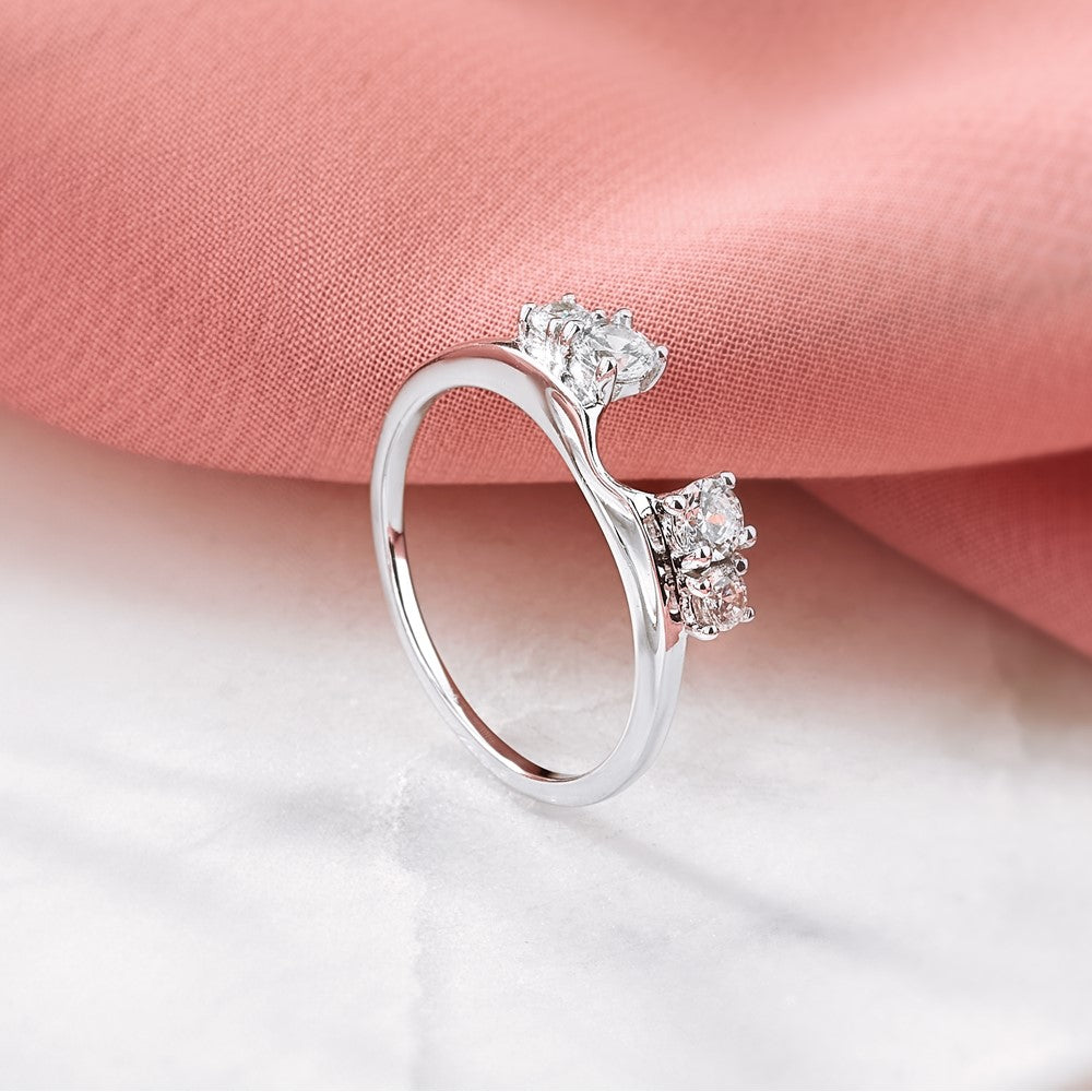 14K Weißgold Diamant-Wickelring, natürliche Diamanten