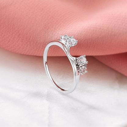 14K Weißgold Diamant-Wickelring, natürliche Diamanten