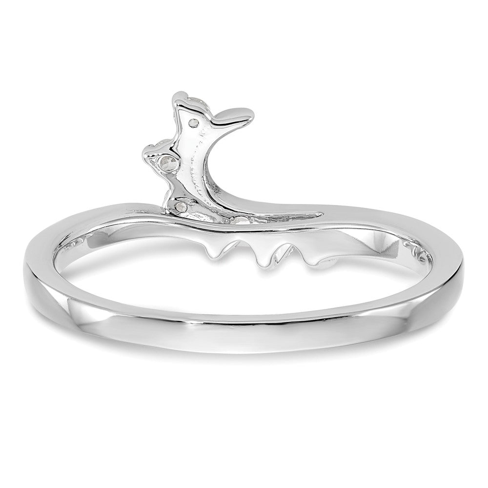 14K Weißgold Ring mit echtem Diamant, Wrap-Design