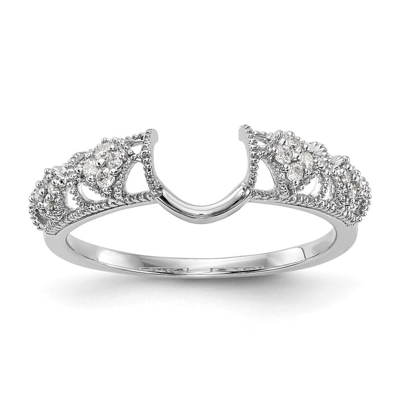 14K Weißgold Diamant-Ehering, natürliche Diamanten, 0,104 ct. Gesamtgewicht