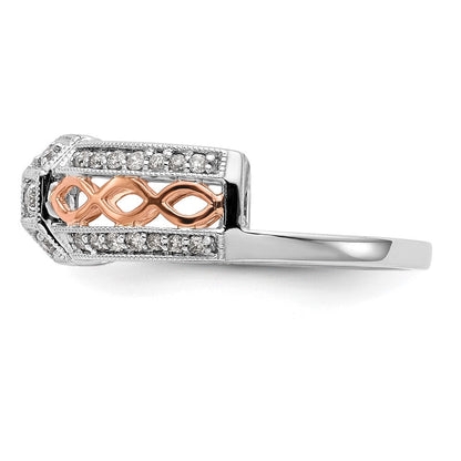 14K Weißgold & Roségold Ehering mit natürlichen Diamanten