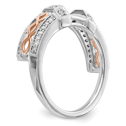 14K Weißgold & Roségold Ehering mit natürlichen Diamanten