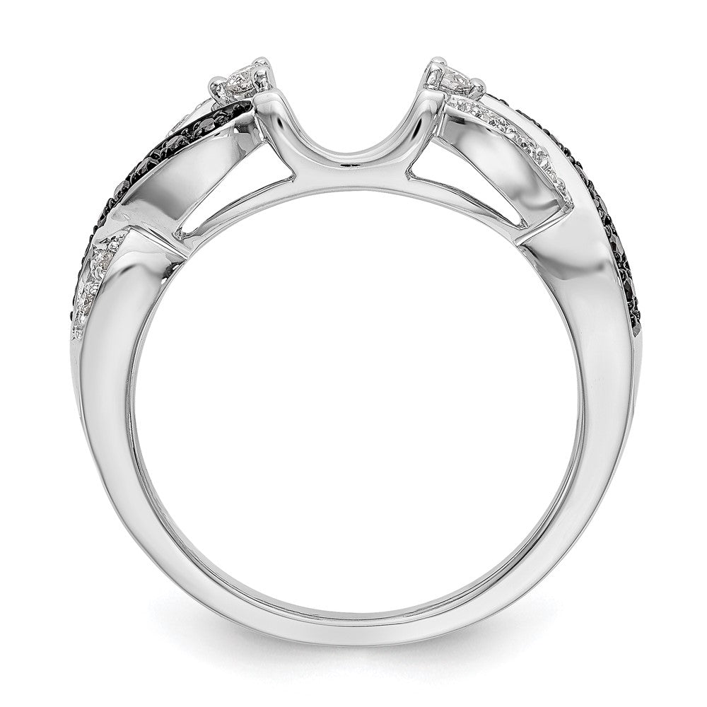 14K Weißgold Wickelring mit schwarzen und weißen natürlichen Diamanten