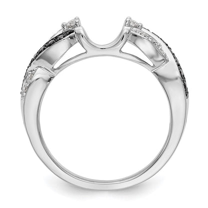 14K Weißgold Wickelring mit schwarzen und weißen natürlichen Diamanten