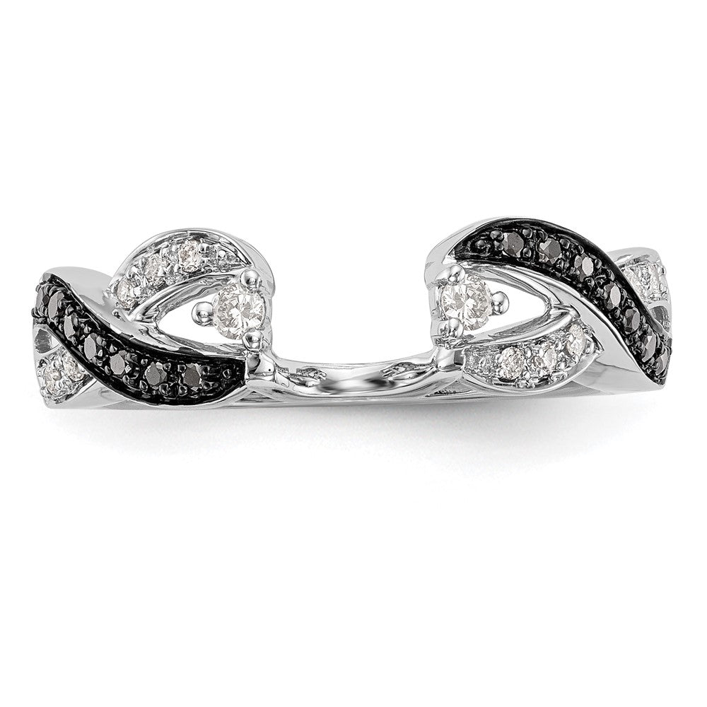 14K Weißgold Wickelring mit schwarzen und weißen natürlichen Diamanten