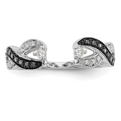 14K Weißgold Wickelring mit schwarzen und weißen natürlichen Diamanten