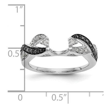 14K Weißgold Wickelring mit schwarzen und weißen natürlichen Diamanten