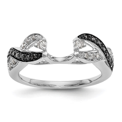 14K Weißgold Wickelring mit schwarzen und weißen natürlichen Diamanten