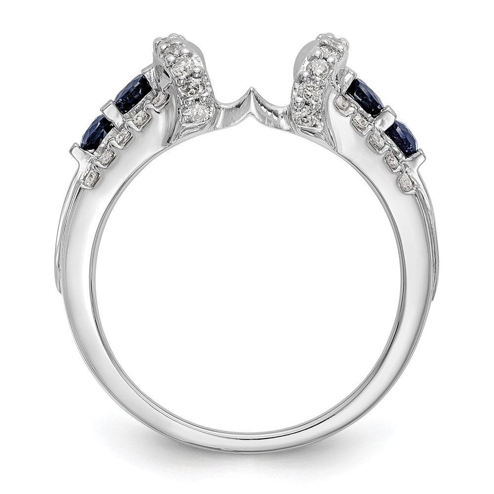 14K Weißgold Ring mit natürlichen Diamanten und Saphir