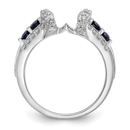 14K Weißgold Ring mit natürlichen Diamanten und Saphir
