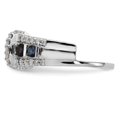14K Weißgold 3/8 Karat Diamant und Blau Saphir Komplett Wickel Ring