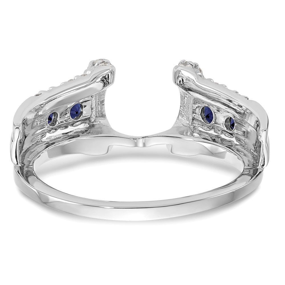 14K Weißgold Ring mit natürlichen Diamanten und Saphir