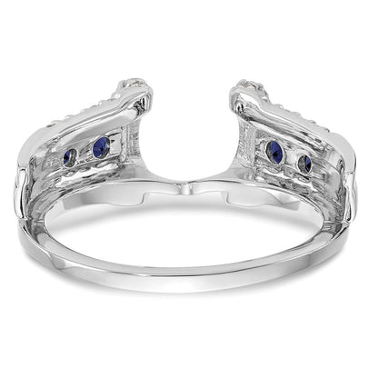 14K Weißgold Ring mit natürlichen Diamanten und Saphir
