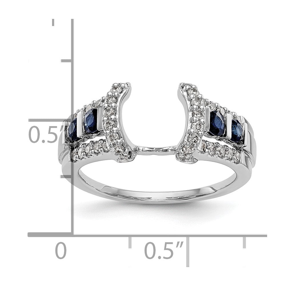 14K Weißgold Ring mit natürlichen Diamanten und Saphir