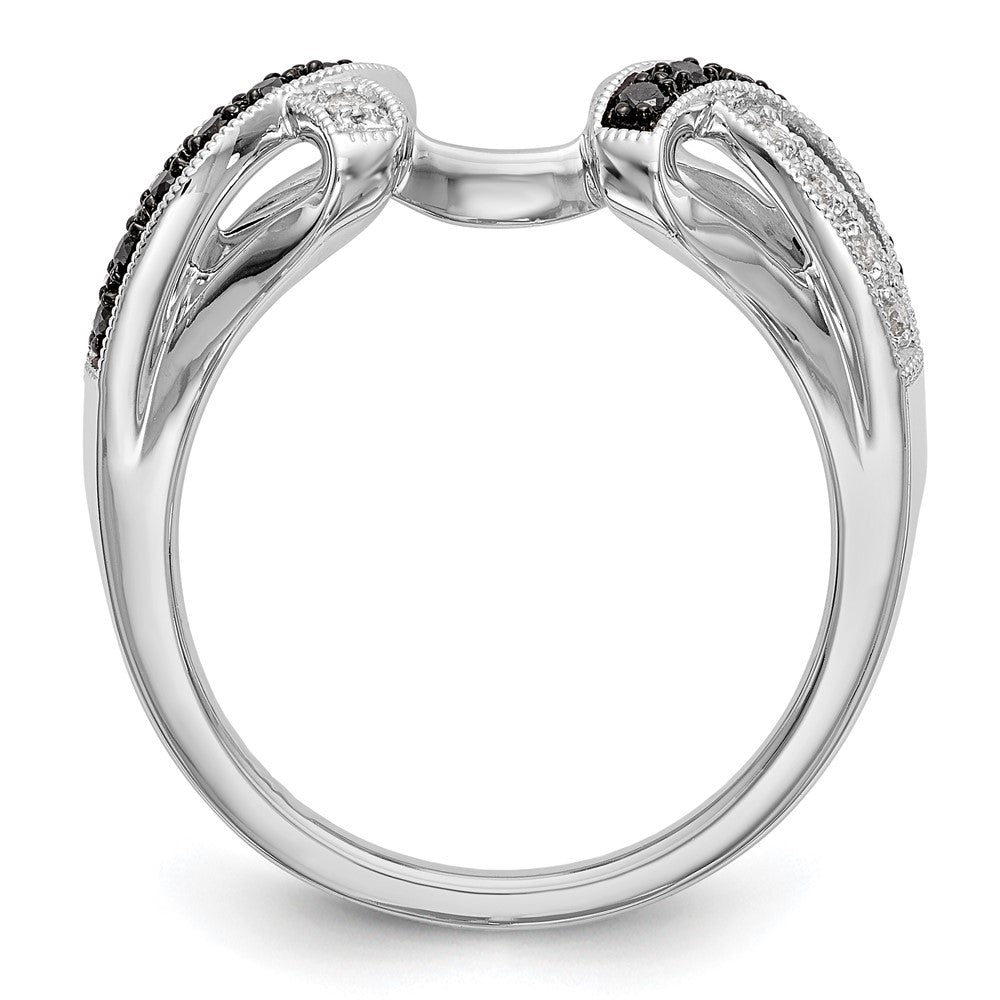 14K Weißgold Ehering mit schwarzen und weißen natürlichen Diamanten