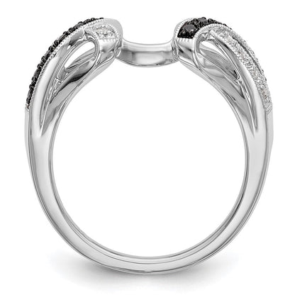 14K Weißgold Ehering mit schwarzen und weißen natürlichen Diamanten