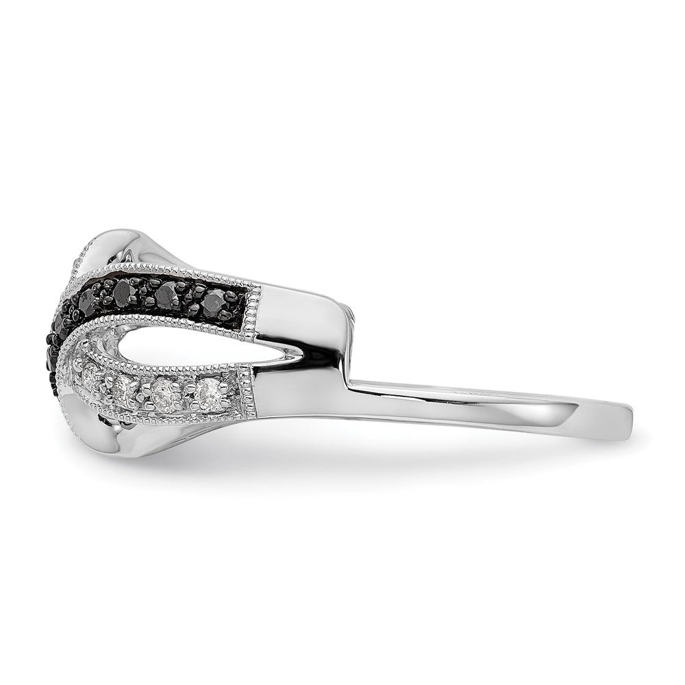 14K Weißgold Ehering mit schwarzen und weißen natürlichen Diamanten
