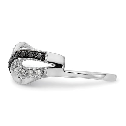 14K Weißgold Ehering mit schwarzen und weißen natürlichen Diamanten