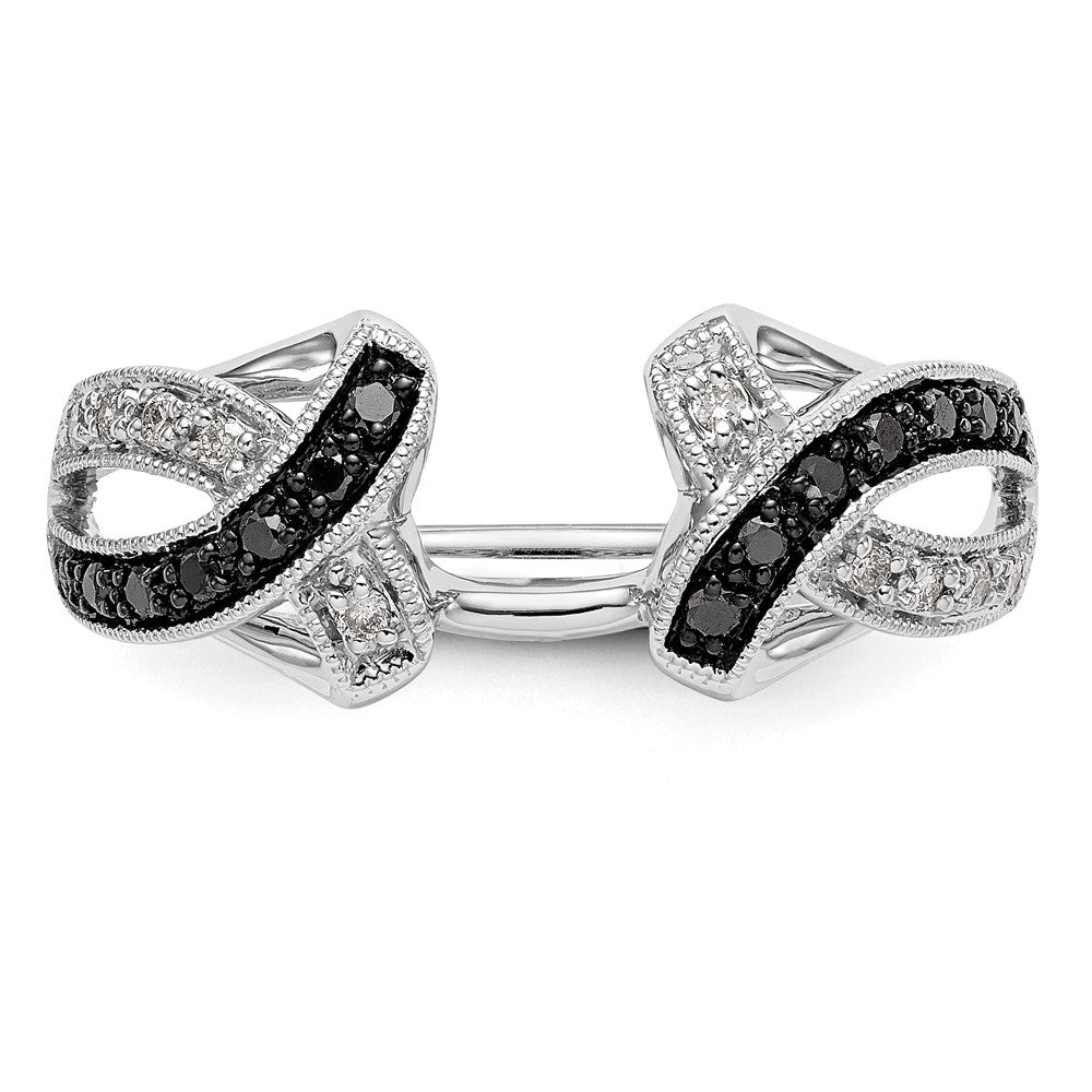 14K Weißgold Ehering mit schwarzen und weißen natürlichen Diamanten