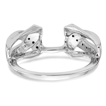 14K Weißgold Ehering mit schwarzen und weißen natürlichen Diamanten