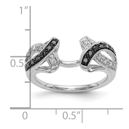14K Weißgold Ehering mit schwarzen und weißen natürlichen Diamanten