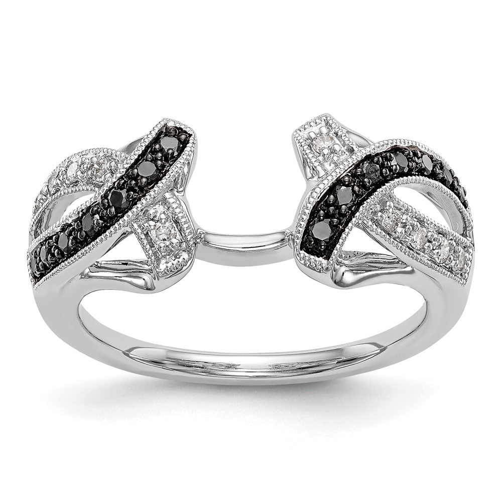 14K Weißgold Ehering mit schwarzen und weißen natürlichen Diamanten