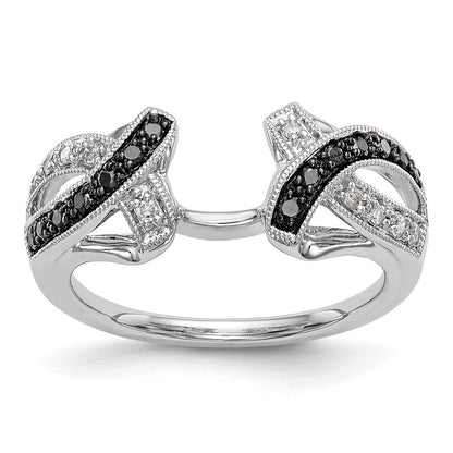 14K Weißgold Ehering mit schwarzen und weißen natürlichen Diamanten
