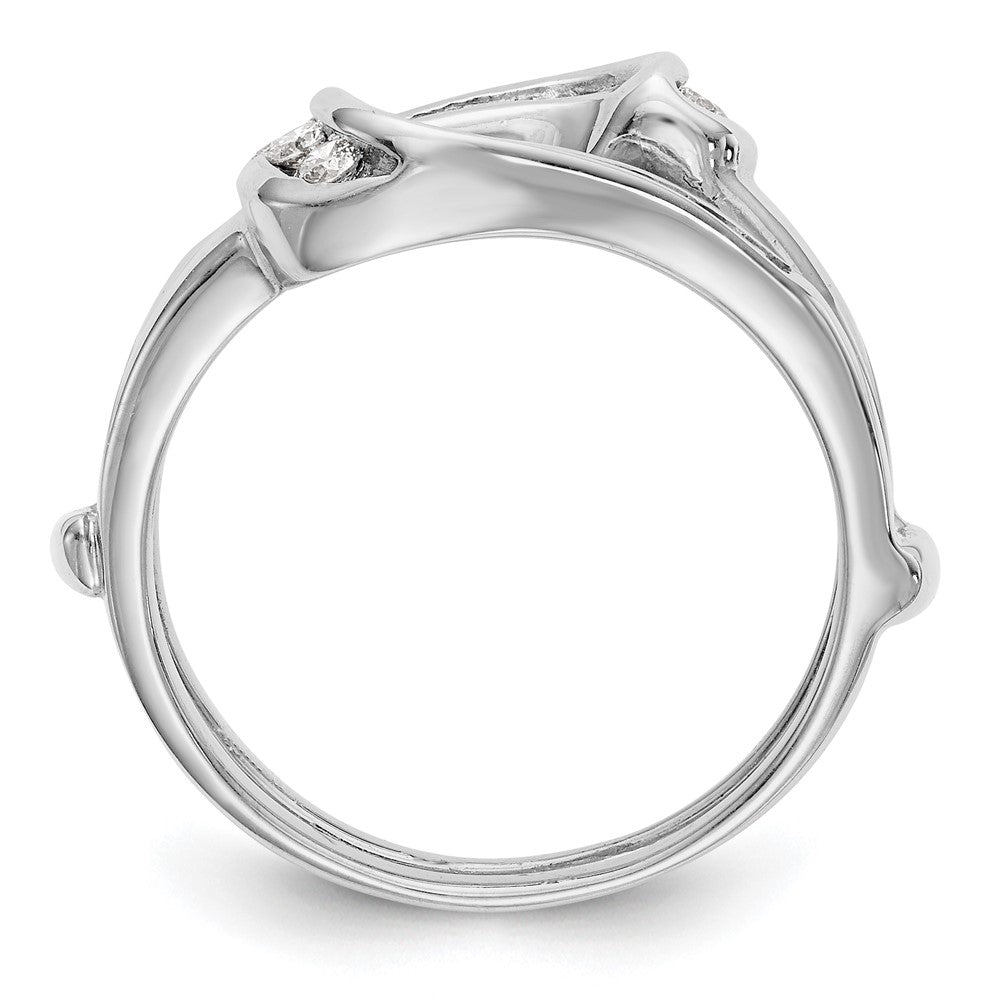 14K Weißgold Diamant-Ring-Schutzring, echte Diamanten