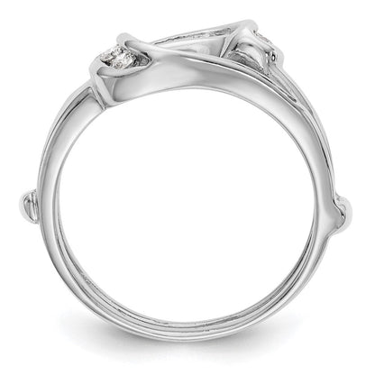 14K Weißgold Diamant-Ring-Schutzring, echte Diamanten