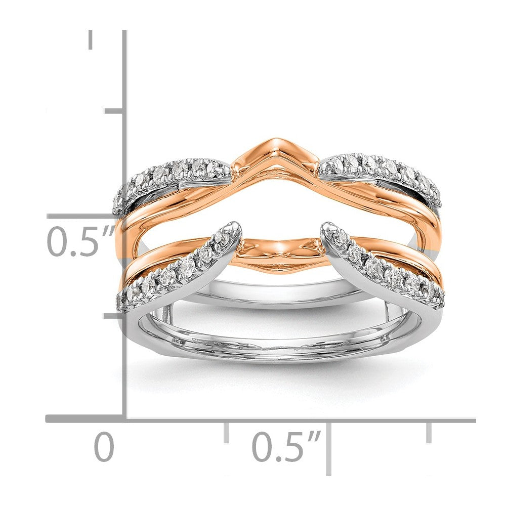 14K Weiß- und Roségold Ring mit echten Diamanten als Ringschutz