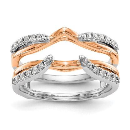 14K Weiß- und Roségold Ring mit echten Diamanten als Ringschutz