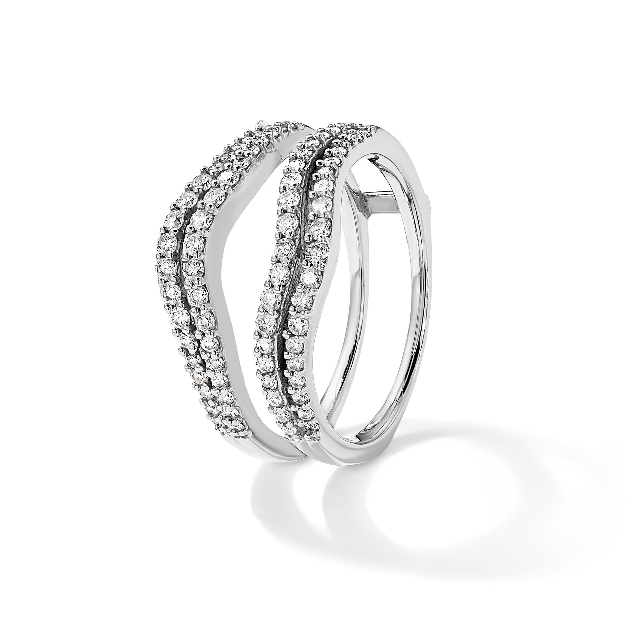14K Weißgold Ring mit echten Diamanten als Ringschutz