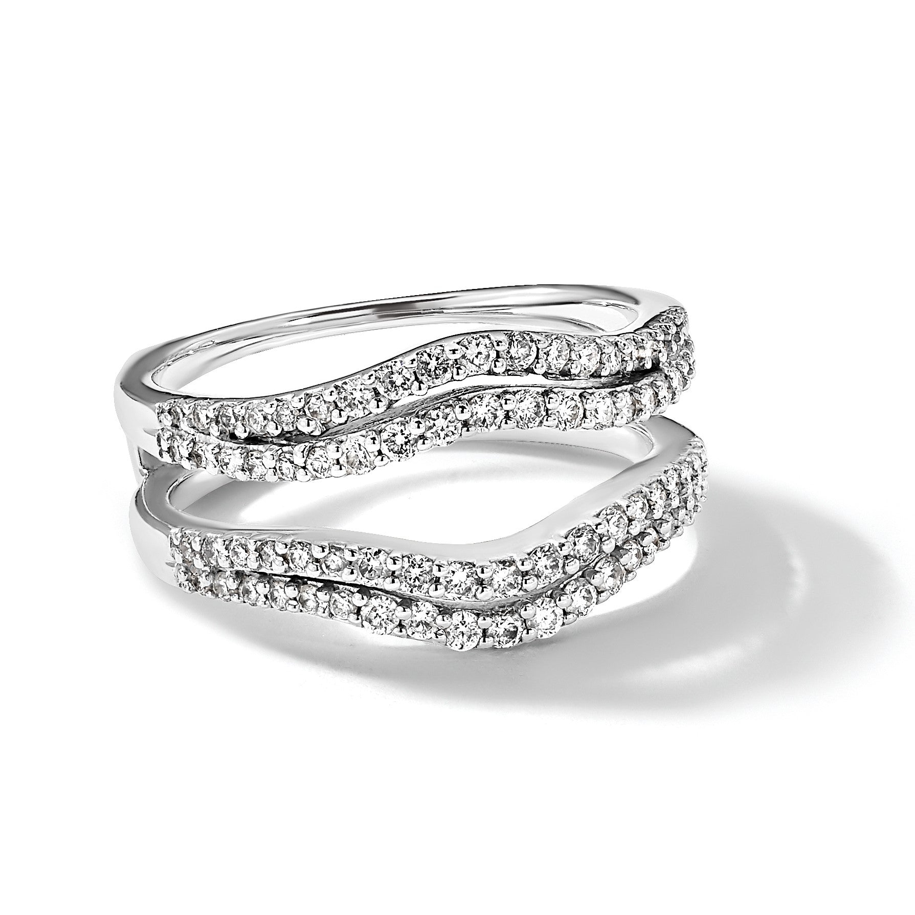 14K Weißgold Ring mit echten Diamanten als Ringschutz