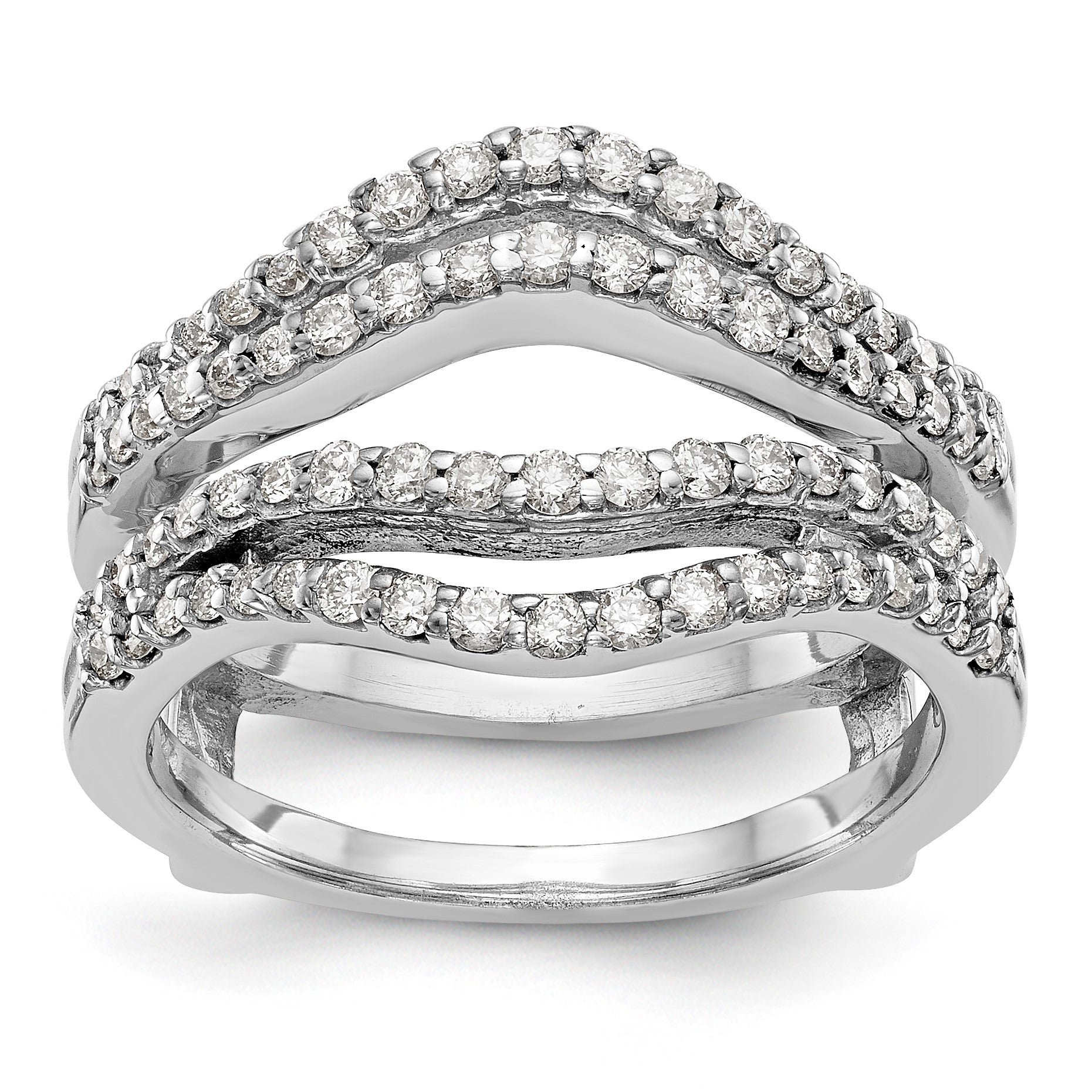 14K Weißgold Ring mit echten Diamanten als Ringschutz