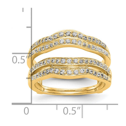 14K Gelbgold Diamant-Ring mit echten Diamanten (Guard-Ring)