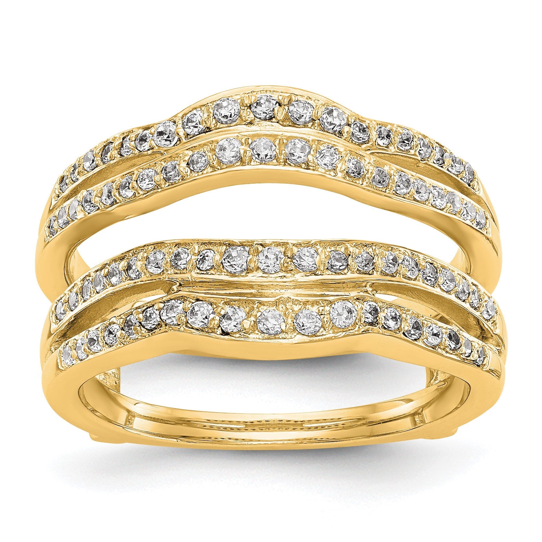 14K Gelbgold Diamant-Ring-Guard mit echten Diamanten