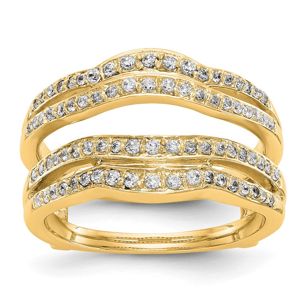 14K Gelbgold Diamant-Ring mit echten Diamanten (Guard-Ring)