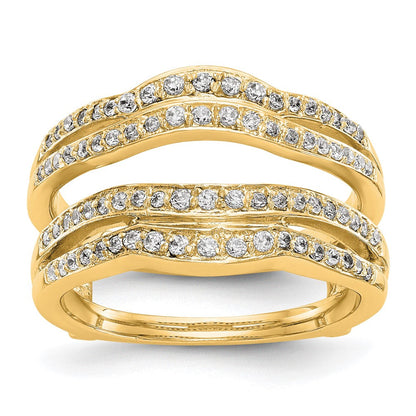 14K Gelbgold Diamant-Ring mit echten Diamanten (Guard-Ring)