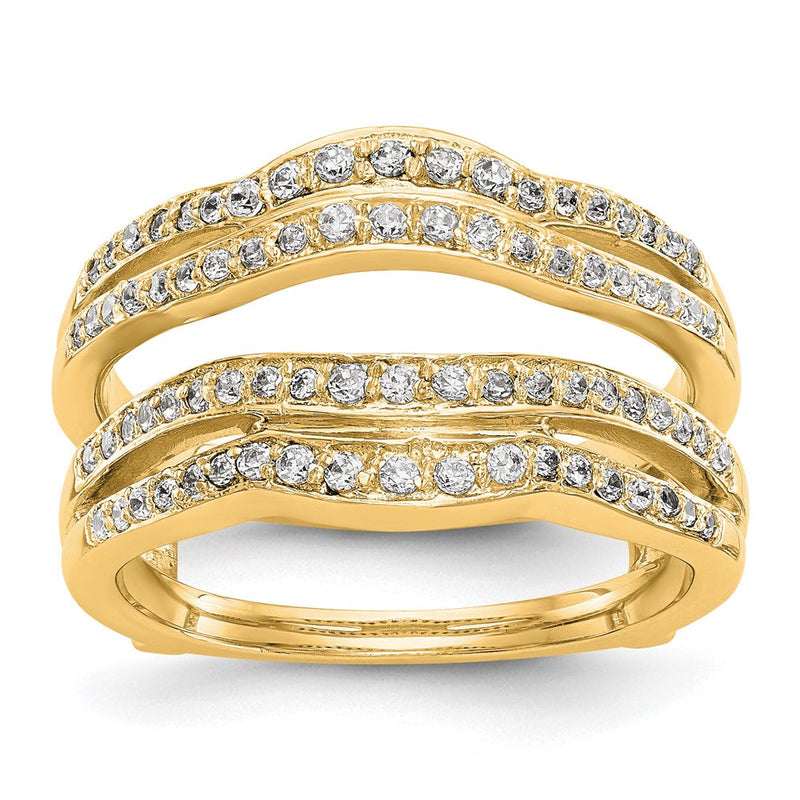 14K Gelbgold Diamant-Ring mit echten Diamanten (Guard-Ring)