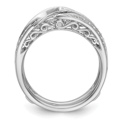 14K Weißgold Diamant-Ring als Ring-Anpassung Alternative Formulierung, wie sie deutsche Juweliere häufiger verwenden: 14K Weißgold Diamant-Ringschutz (echte Diamanten)