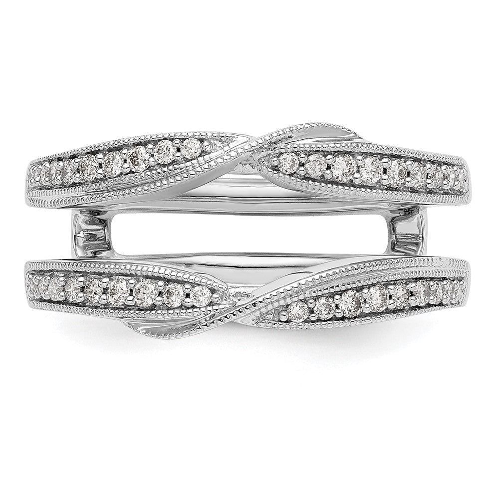 14K Weißgold Diamant-Ring als Ring-Anpassung Alternative Formulierung, wie sie deutsche Juweliere häufiger verwenden: 14K Weißgold Diamant-Ringschutz (echte Diamanten)
