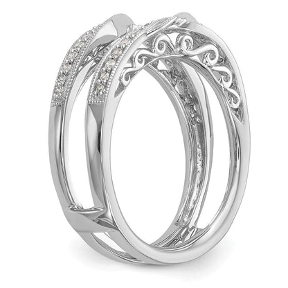 14K Weißgold Diamant-Ring als Ring-Anpassung Alternative Formulierung, wie sie deutsche Juweliere häufiger verwenden: 14K Weißgold Diamant-Ringschutz (echte Diamanten)