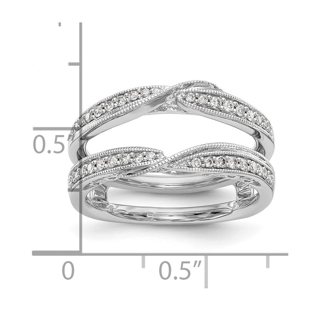 14K Weißgold Diamant-Ring als Ring-Anpassung Alternative Formulierung, wie sie deutsche Juweliere häufiger verwenden: 14K Weißgold Diamant-Ringschutz (echte Diamanten)
