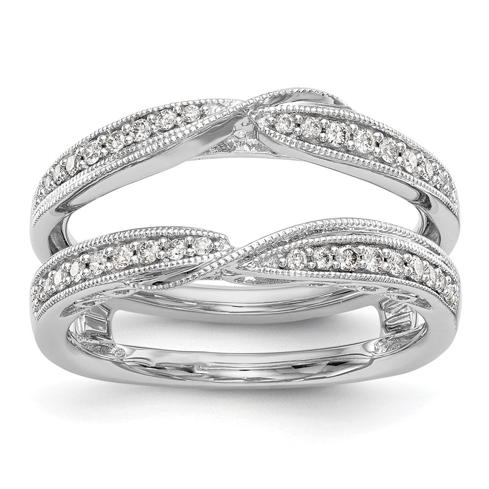14K Weißgold Diamant-Ring als Ring-Anpassung Alternative Formulierung, wie sie deutsche Juweliere häufiger verwenden: 14K Weißgold Diamant-Ringschutz (echte Diamanten)