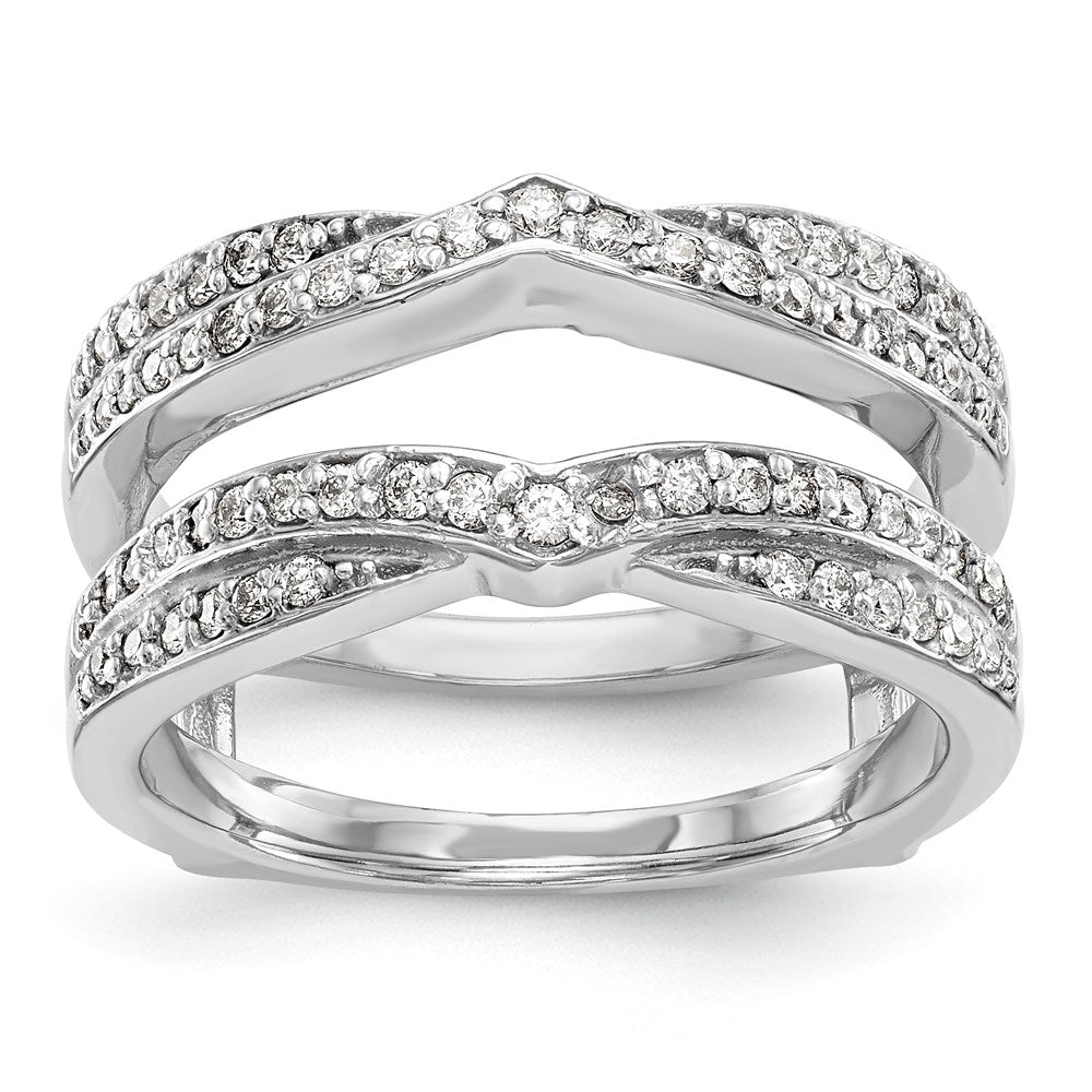 14K Weißgold Diamant-Ring mit Ring-Sicherung